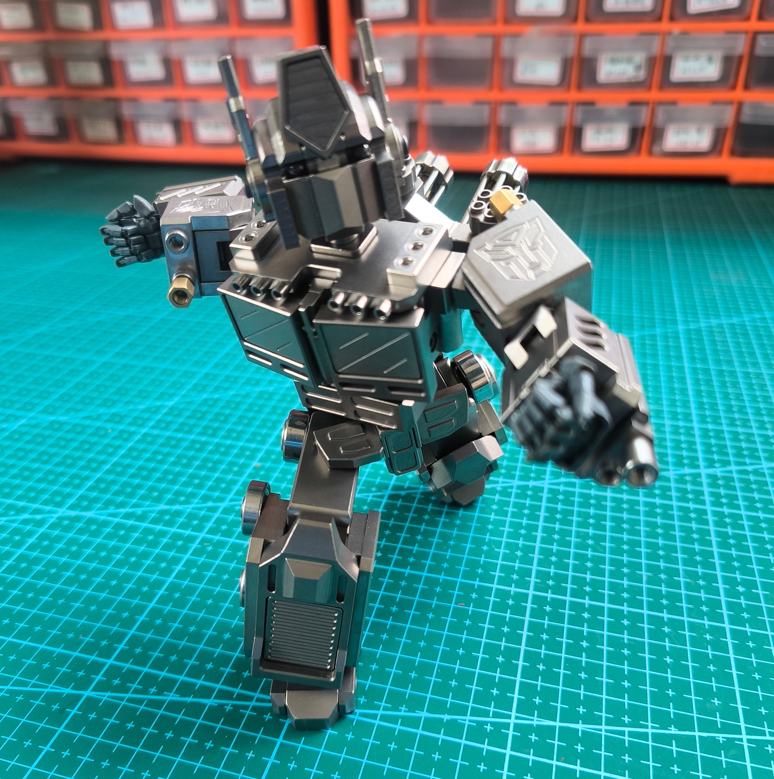 Titanium alloy, CNC machined, Optimus Prime Junior.