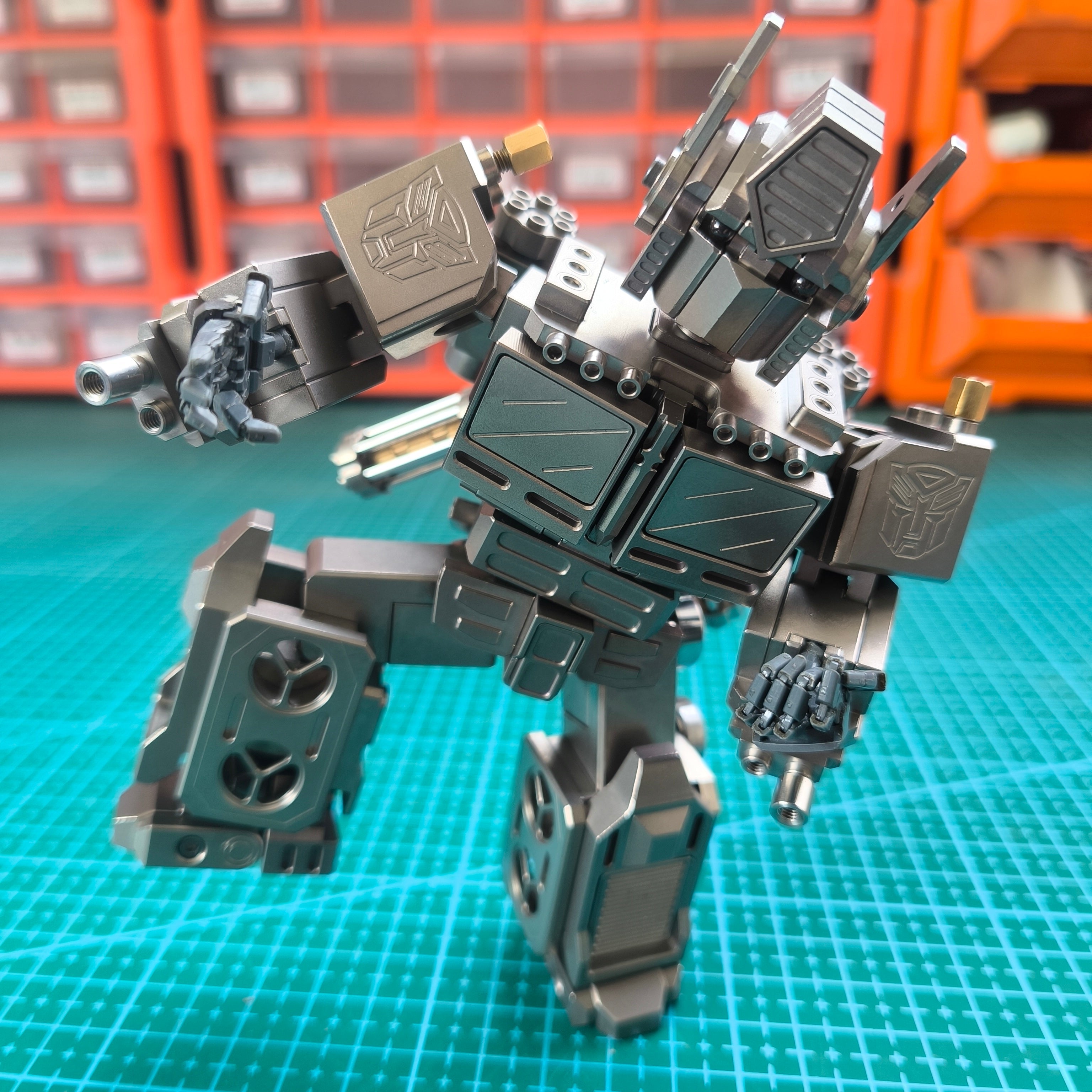 Titanium alloy, CNC machined, Optimus Prime Junior.