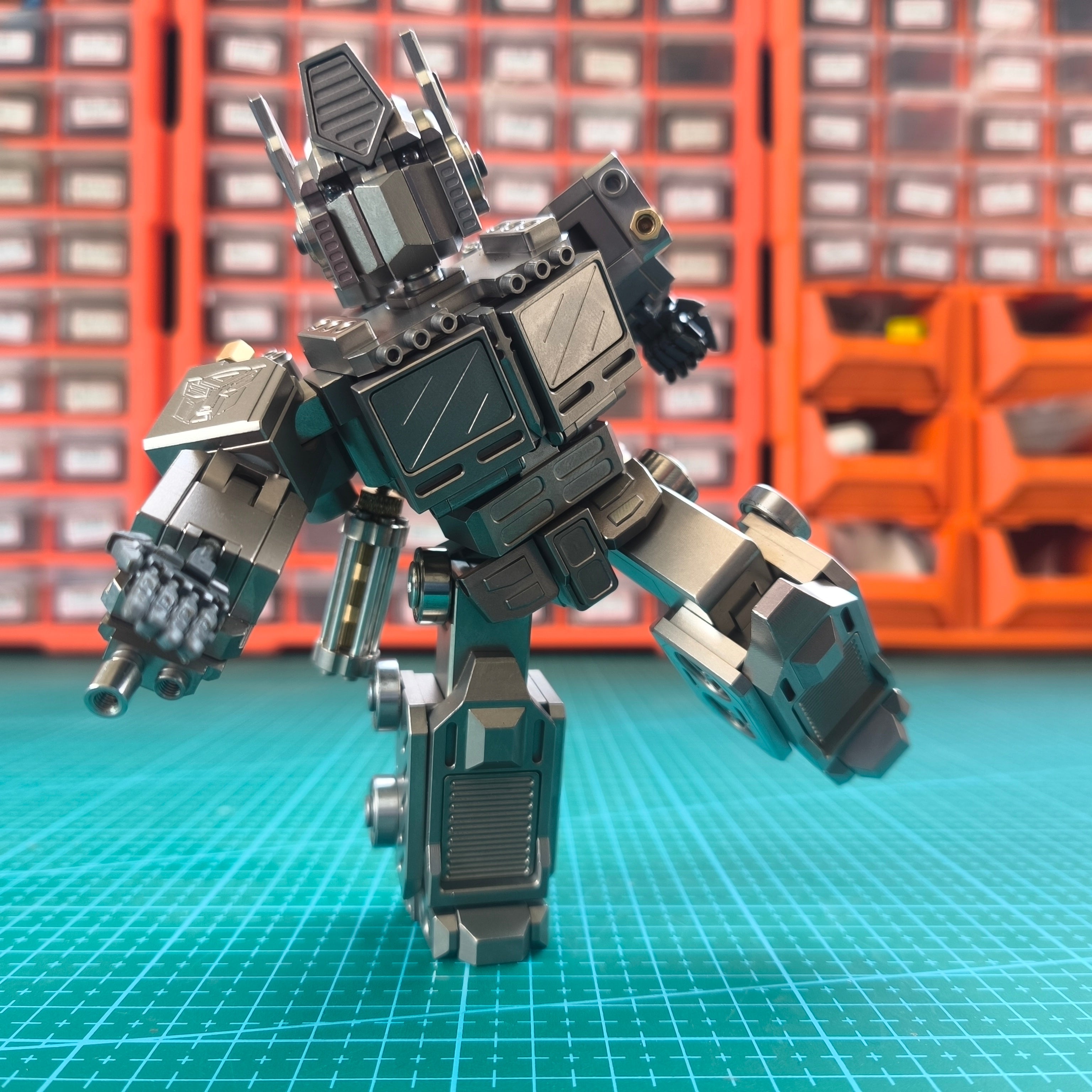 Titanium alloy, CNC machined, Optimus Prime Junior.